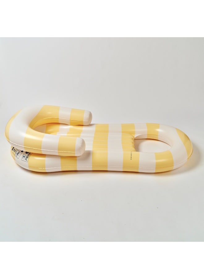 Sunnylife Laze & Lounge La Mer Limon Stripe – Kids and Family Inflatable Pool Float, Comfortable Lounger for Relaxing, Floating, and Summer Pool Fun - Image 5